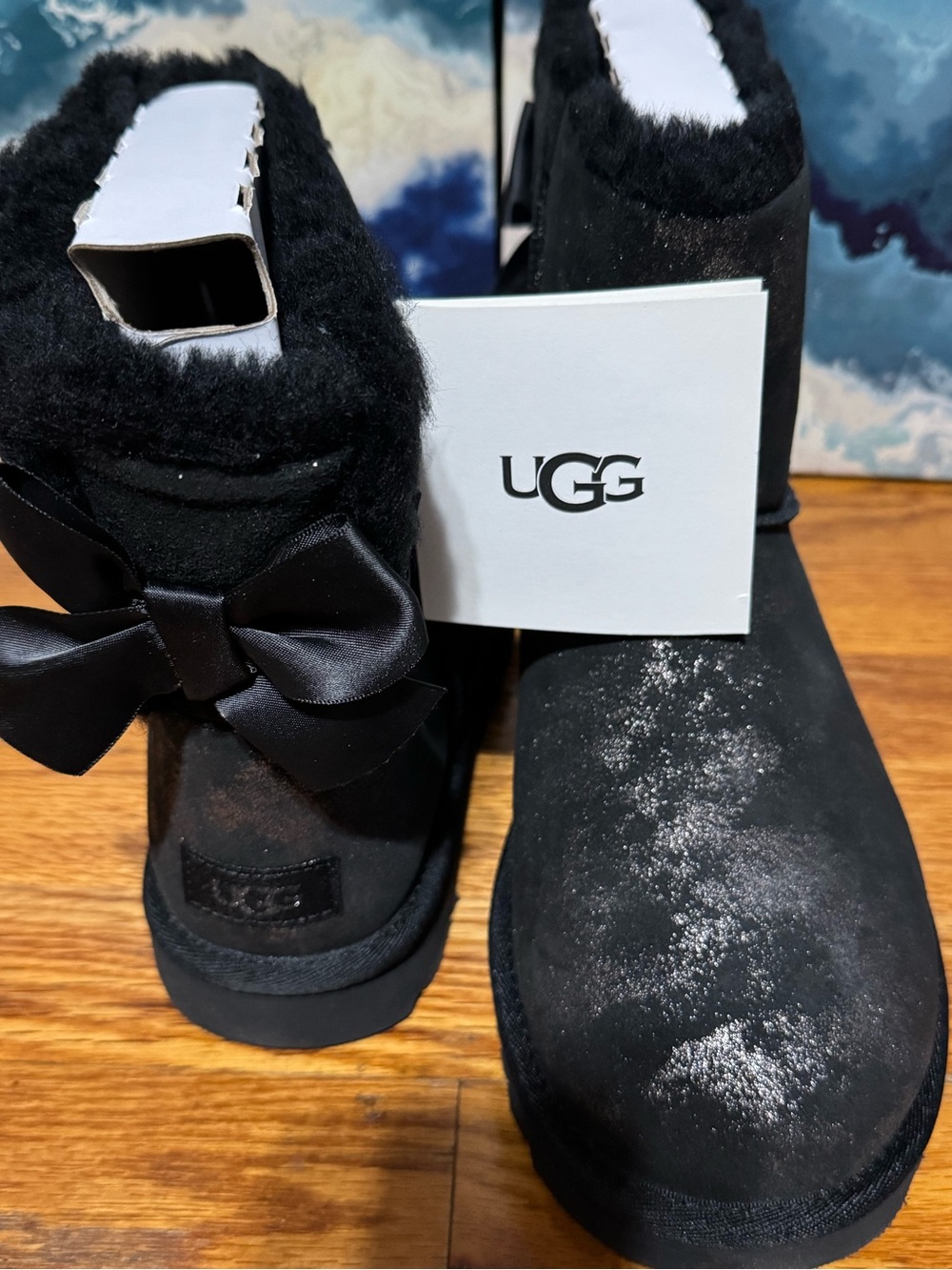 UGG Black Bow Suede Boots